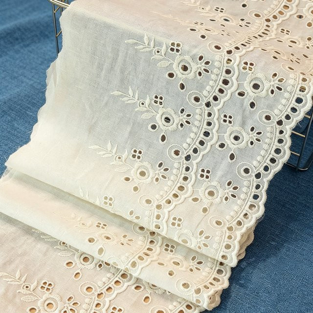 BOTAOQI Durchbrochene Spitzenborte in Beige oder Weiß, 19 cm Breite, 1 Yard DIY Nähzubehör für Rocksaum und Heimtextilien-Dekoration - Bild 1