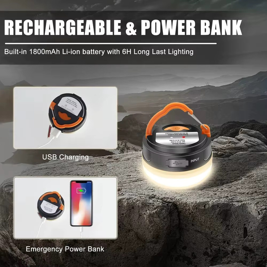 Heinast USB Camping Laterne Tragbare Mini Outdoor Lampe mit Haken für Zelt und Garten in Weiß und Schwarz - Bild 4