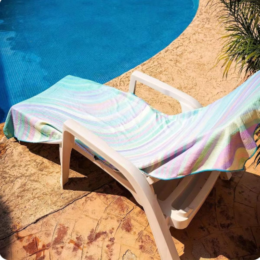 Ka Chen Muxi Strandtuch Blau mit Seestern und Wasserwellen-Design, schnelltrocknend und sandfest - Bild 2