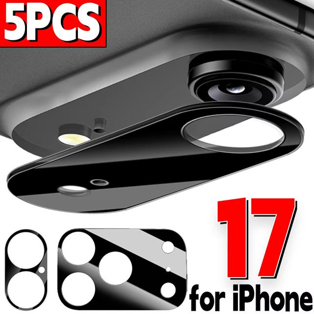 5er-Set Kamera-Schutzfolien aus gehärtetem Glas in Schwarz für Apple iPhone 11 bis iPhone 17 Pro Max mit 9H Härtegrad - Bild 1