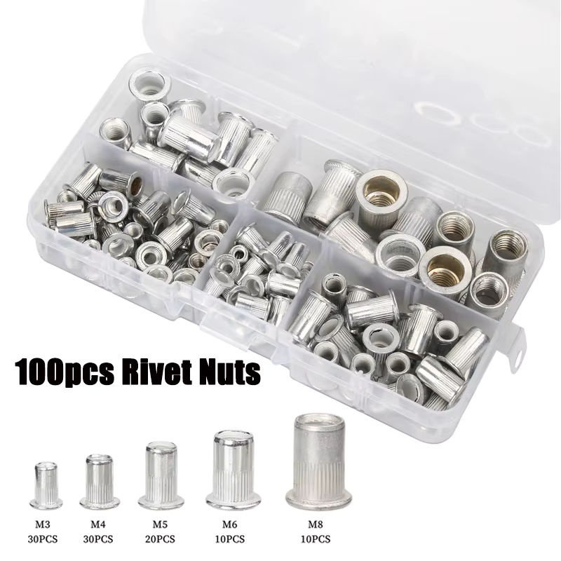 JERBOR Aluminium Flachkopf-Nietmuttern Set mit Kappe in Silber - Bild 3