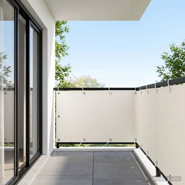 vidaXL Balkon Sichtschutz aus Polyester mit PU-Beschichtung in Weiß, Höhe: 150 cm, Breite: 800 cm - Bild 1