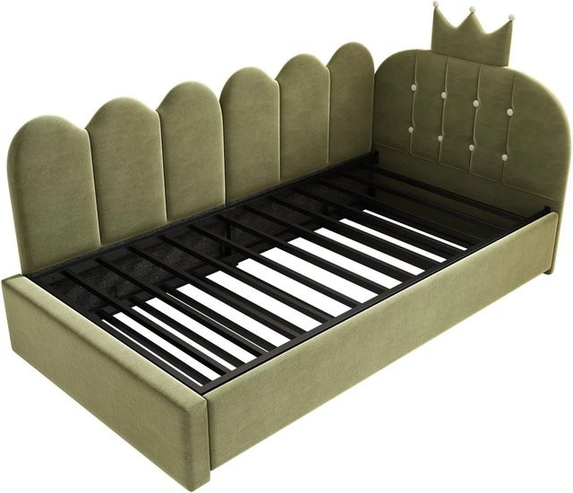 Merax Sofa Bett als Ausziehbett für Kinderzimmer in Grün mit Samtbezug, B/T/H: 90 x 200 x 136 cm - Bild 1