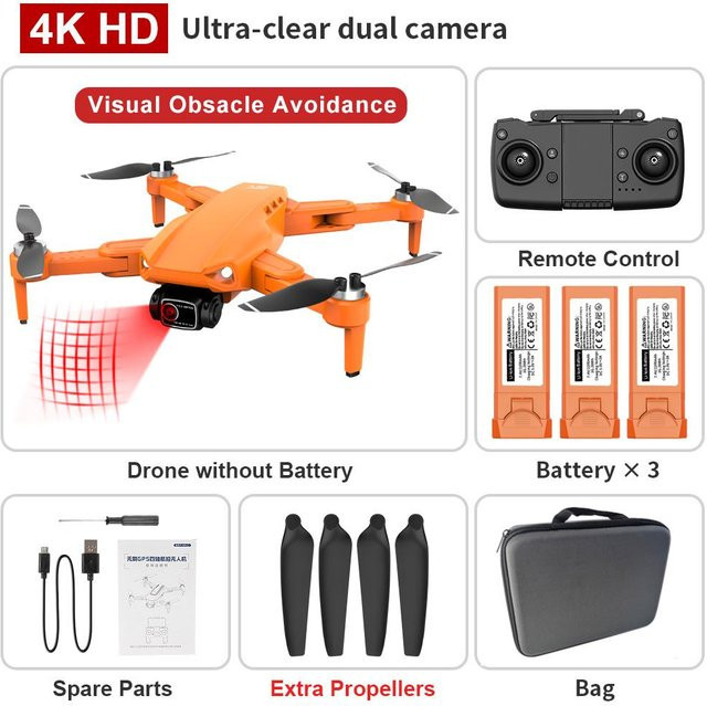 LYZRC L900 Pro Drohne mit GPS, 4K/6K Dual-Kamera, 5G WiFi Live Video FPV und 1200m Reichweite, Orange - Bild 1