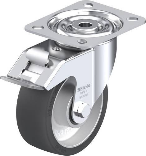 Blickle Lenkrolle LI-ALSI 100G-FI mit Feststeller in Schwarz und Silber, Rad-Durchmesser: 100 mm, Tragfähigkeit: 100 kg - Bild 1
