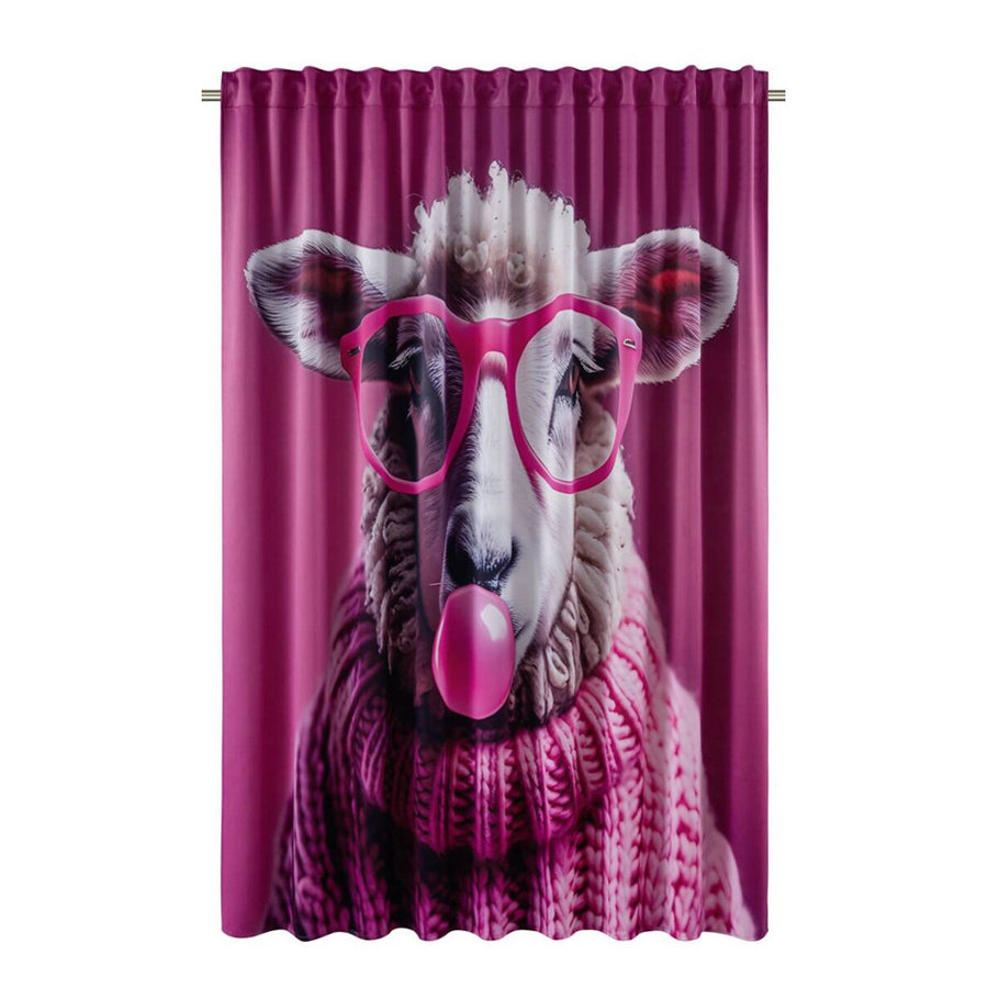 POCOline Verdunklungsvorhang Wolli-Brille mit Schaf-Motiv in Pink, Breite: 250 cm, Höhe: 245 cm - Bild 2