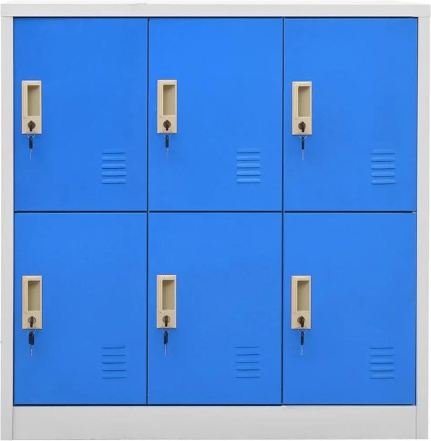 vidaXL Schließfachschrank aus Stahl in Grau und Blau, abschließbar, B/T/H: 90 x 45 x 92,5 cm - Bild 1