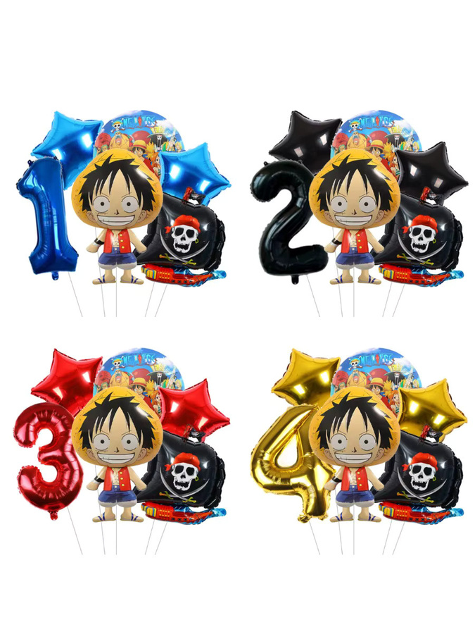 Bandai One Piece Geburtstagsparty-Set mit bunten Cartoon-Figuren-Luftballons und Zahlenballons für Kinder - Bild 3