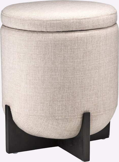 Moderner Hocker von Heine Home in Beige und Schwarz mit abnehmbarem Stoffbezug und Holzgestell, Durchmesser: 32,5 cm, Höhe: 32,5 cm - Bild 1