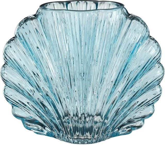 Mica Decorations Vase Wick in Blau aus Glas, modern, B/T/H: 20 x 9,5 x 16,5 cm - Bild 1