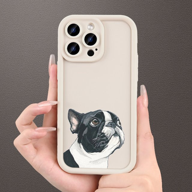 Sturzsichere Handyhülle mit Französische Bulldogge Design für Apple iPhone 11 bis 17 Pro Max Plus in Beige - Bild 1