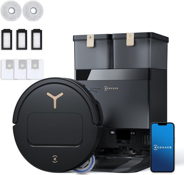 ECOVACS DEEBOT T50 PRO Omni Gen3 Roboterstaubsauger mit Wischfunktion in Schwarz mit 25.000 Pa Saugkraft, AIVI 3D 3.0, Heißlufttrocknung und automatischer Reinigungslösungs-Nachfüllung - Bild 1