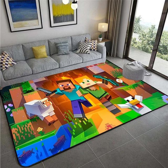 Living Need Y 3D-Spiel M-MINE Sandbox Teppich, rutschfeste und waschbare Bodenmatte aus Polyester für Wohnzimmer, Schlafzimmer oder Kinderzimmer, B/T: 90 x 60 cm, Mehrfarbig - Bild 1