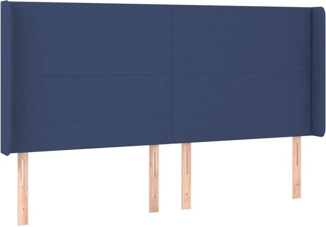 vidaXL Kopfteil mit Ohren in Blau, gepolstertes Stoff-Kopfteil für das Schlafzimmer, Breite: 163 cm, Tiefe: 16 cm, Höhe: 118 cm - Bild 1