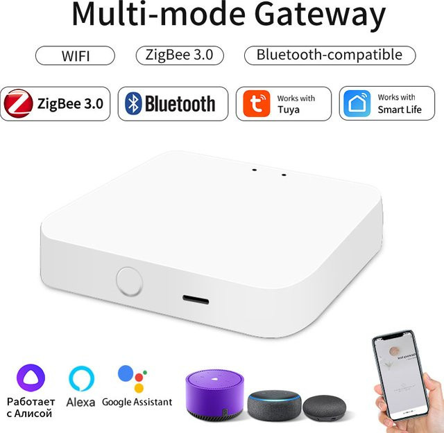 Tuya Multi Modus ZigBee Bluetooth Gateway Hub in Weiß für dein Smart Home mit App-Steuerung und Sprachsteuerung via Alexa und Google Home - Bild 1
