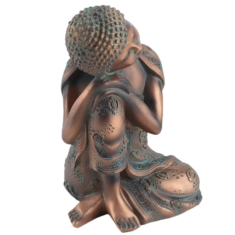 TOPINCN Buddha Statue im orientalischen Stil aus Kunstharz in Braun als dekoratives Ornament für dein Wohnzimmer oder Schlafzimmer - Bild 2