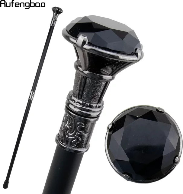Rufengbao Gehstockknopf, Schwarzer Diamant, Silber, Unisex, 93 cm - Bild 1