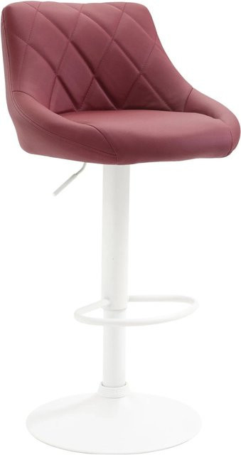 DELUKE Barhocker FALON Tresenhocker aus Kunstleder in Bordeauxrot und Weiß, drehbar mit Lehne, B/T/H: 46 x 49 x 83 cm - Bild 1