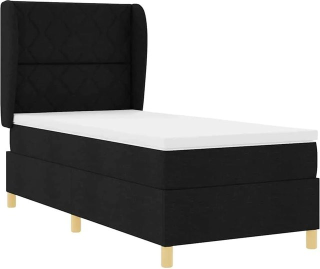 vidaXL Boxspringbett mit Matratze in Schwarz, modernes Design mit Stoffbezug und Schaumstoffkern, B/T/H: 90 x 190 cm - Bild 1