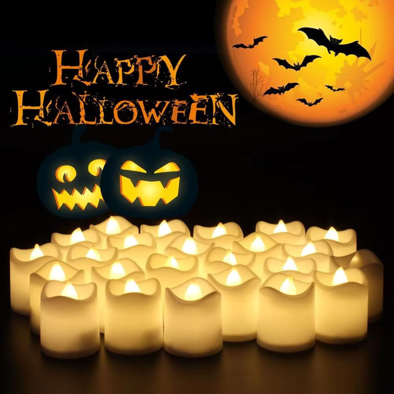 24er Set Flammenlose LED Teelichter in Weiß mit Flackereffekt für Dekoration zu Halloween, Hochzeit und Weihnachten - Bild 5