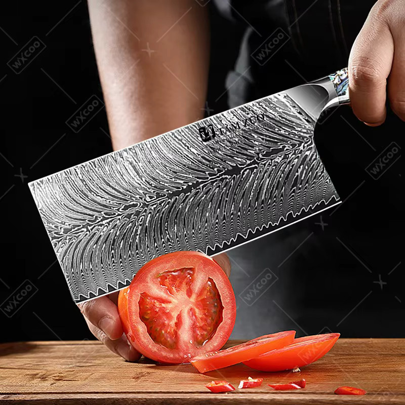 TAMZUO Chefmesser mit Damaskus-Muster in Silber - Bild 3