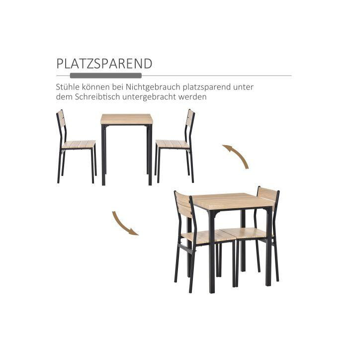 MUVOE Küchentisch-Set im Landhausstil mit 3 Teilen in Naturholz und Schwarz, quadratischer Esstisch für 4 Personen, B/T/H: 76 x 60 x 60 cm - Bild 2