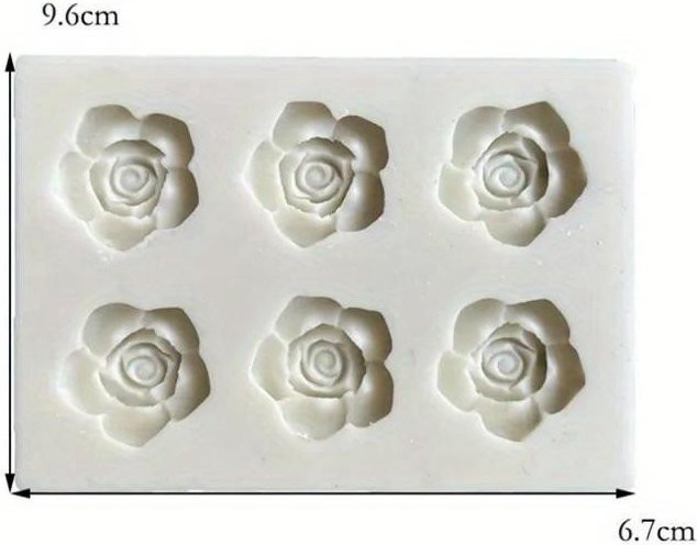 xianyi01 Silikonform mit 6 Mulden für 3D Blumen Formen aus Rosa, Grau und Weiß zum DIY Backen und Basteln für Fondant, Schokolade, Harz oder Gips - Bild 1