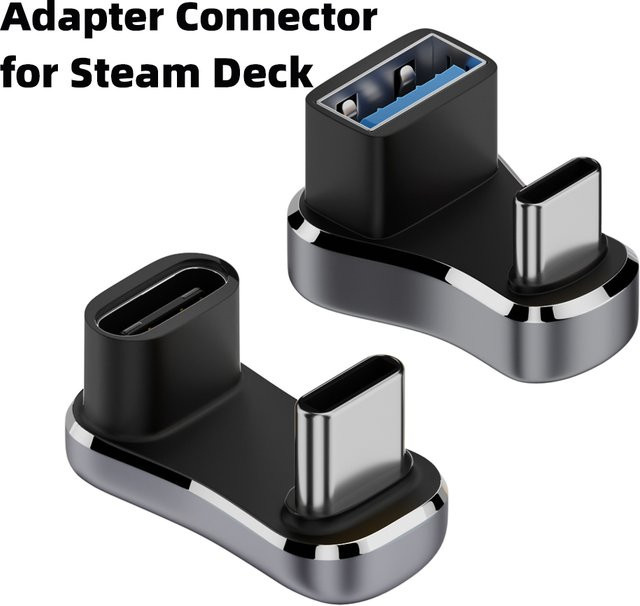 Geris Power 180-Grad-Winkel USB-C-Adapter Typ C Stecker auf Buchse mit 20 Gbit/s und 140 W PD Schnellladefunktion für Steam Deck und PC - Bild 1