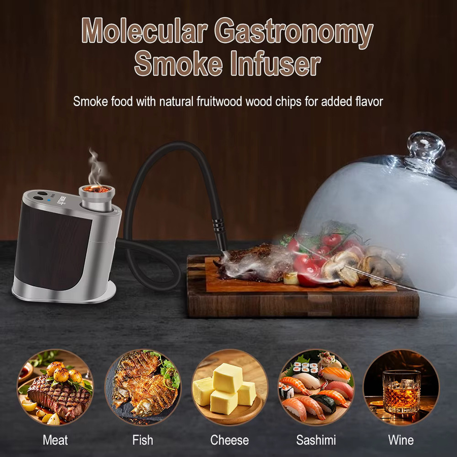 BORUiT Rauch Infuser Portable Molekulare Küche Rauchen Pistole in Silber für BBQ und Grill - Bild 3