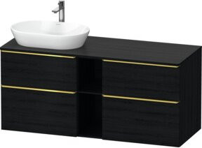 Duravit Waschtischunterschrank D-Neo in Weiß und Schwarz, Wandmontage, mit Türen und offenen Regalfächern, glänzend - Bild 1
