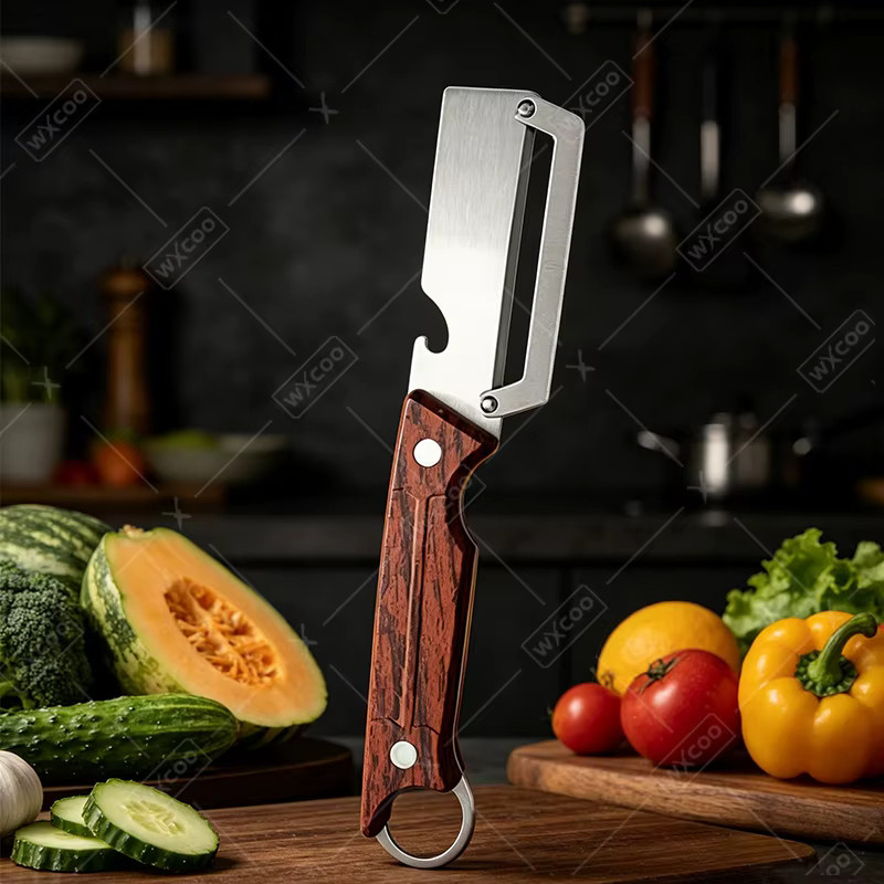 WXCOO Multifunktionaler Obstschäler mit verstärkter Klinge für Gemüse und Zuckerrohr, Braun - Bild 2