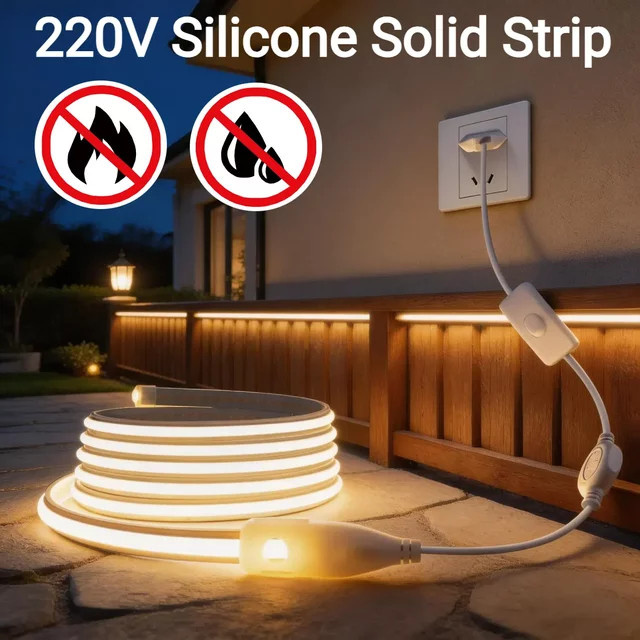 AIMENGTE COB Neon-LED-Lichtleiste aus Silikongel, 220V, wasserdicht, weiß, für Heimbeleuchtung und Dekoration - Bild 1
