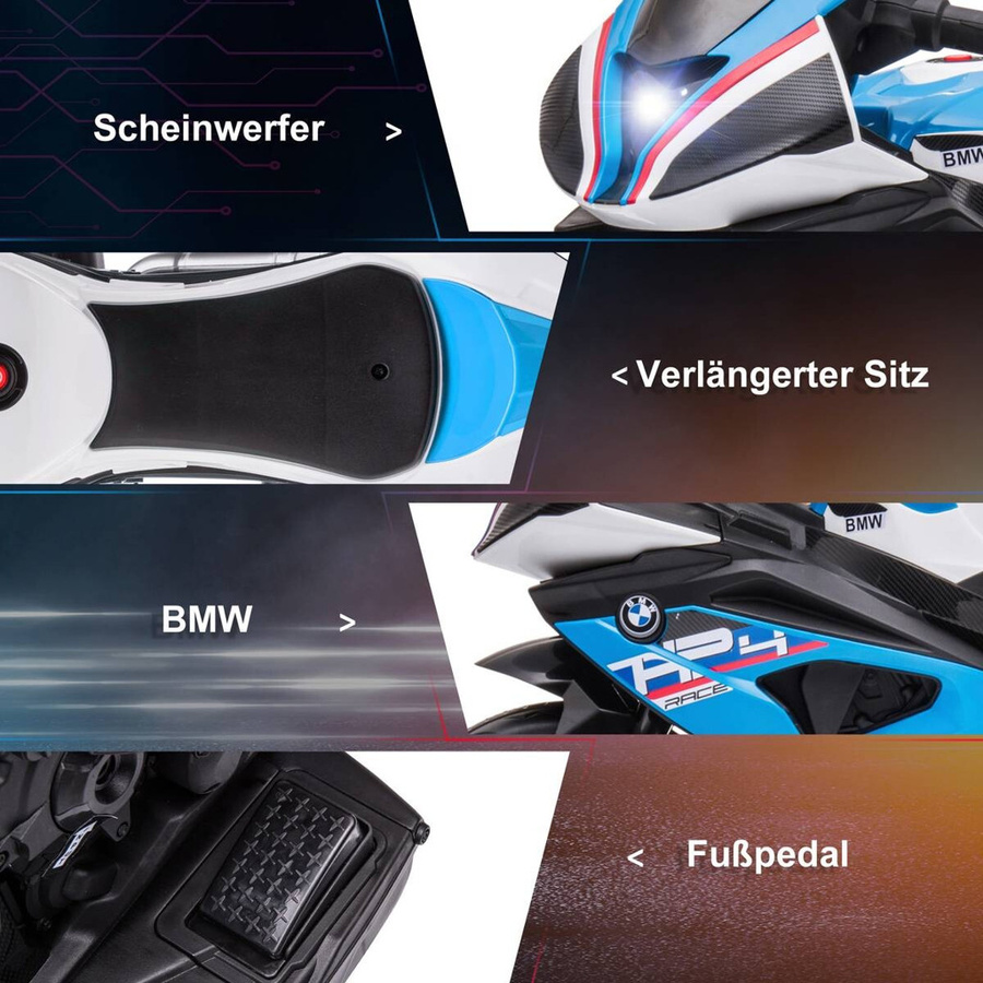 HOMCOM Kinder-Elektromotorrad blau mit Licht und Sound - Bild 4