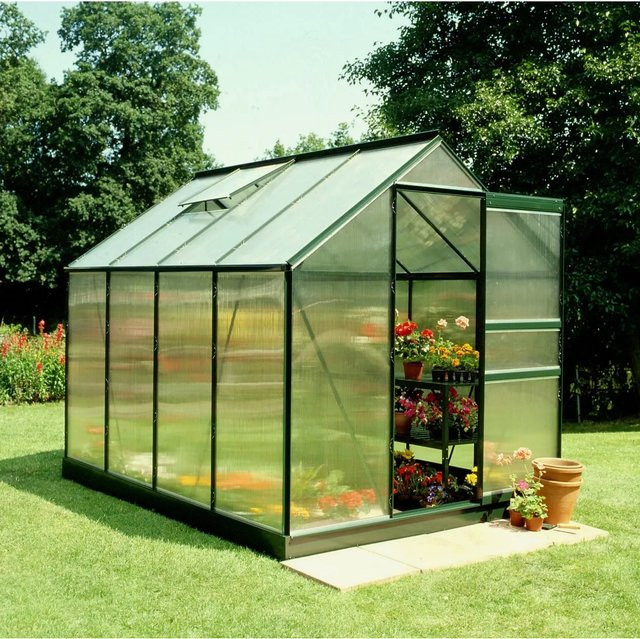 Halls Gewächshaus Popular Grün 5 m² mit Polycarbonat-Stegdoppelplatten und Schiebetür - Bild 1