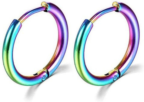 Aloisia Hoop Ohrringe, Edelstahl, bunt, 14 mm, Unisex - Bild 1