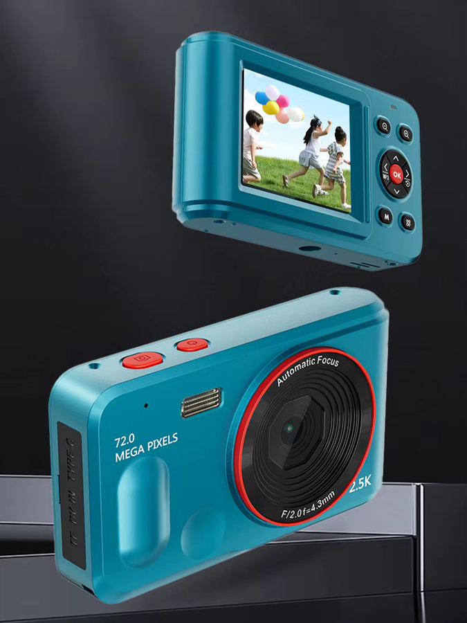 Digitale Kompaktkamera für Kinder und Anfänger in Blau mit 72 MP, HD 1080p, 2,4 Zoll Display und 16x Zoom, wiederaufladbar - Bild 5