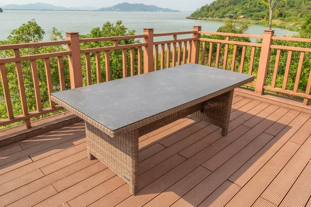 OUTFLEXX Dining Tisch aus Polyrattan in Hellbraun mit Spraystone Tischplatte, B/T: 220 x 100 cm - Bild 1