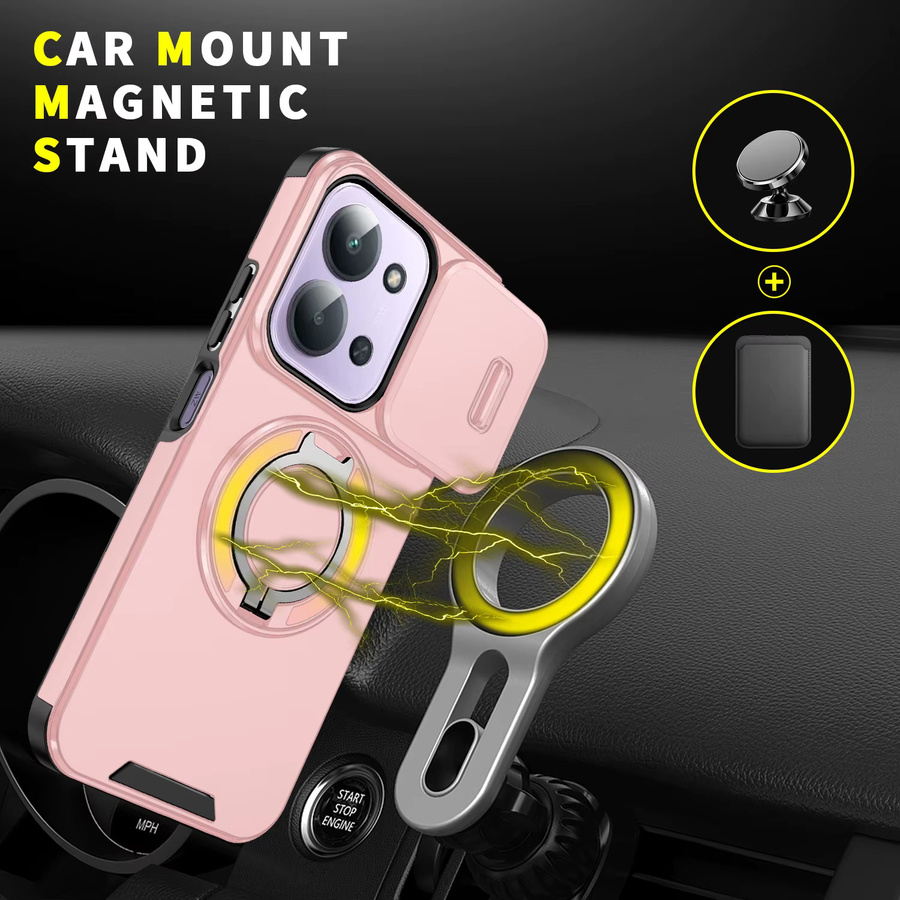 Magnetische Handyhülle mit 360 Grad Rotation und Kameraschutz für Xiaomi Redmi 15C und Redmi 15 5G in Pink und Lila - Bild 2