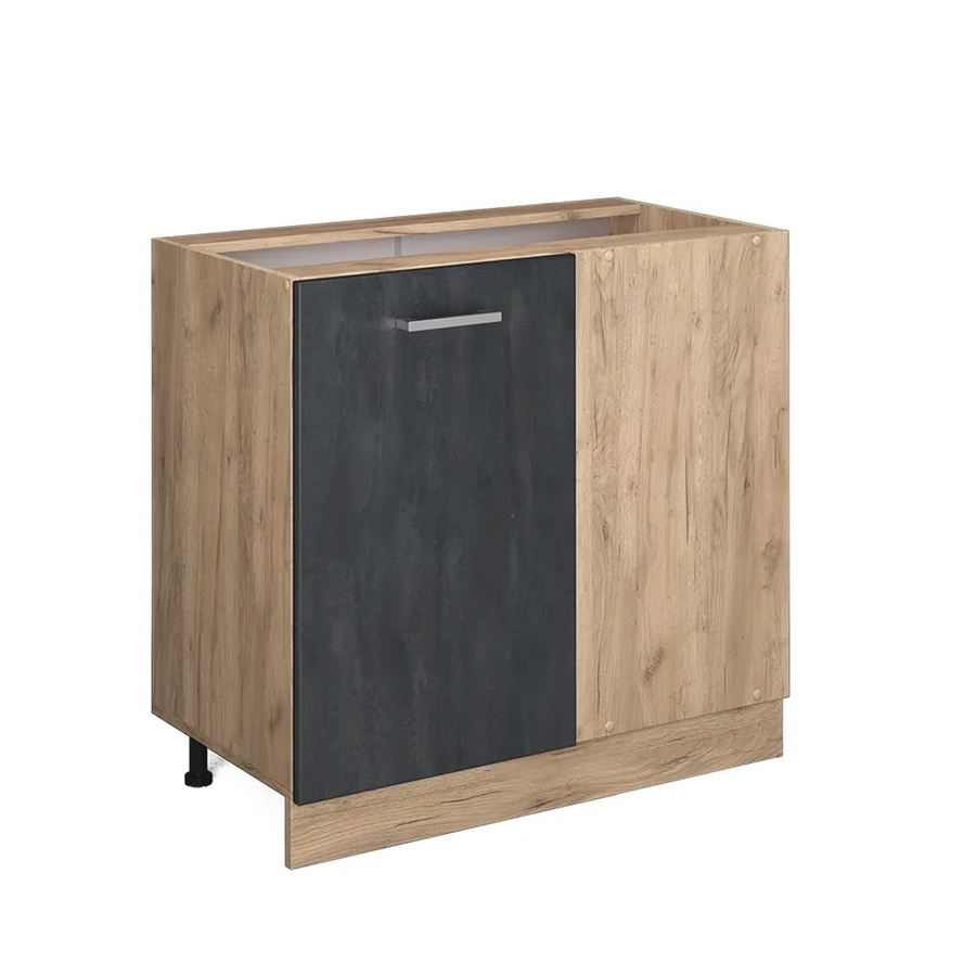Vicco Eckunterschrank R-Line in Schwarz Beton und Eiche, Höhe: 86 cm - Bild 2
