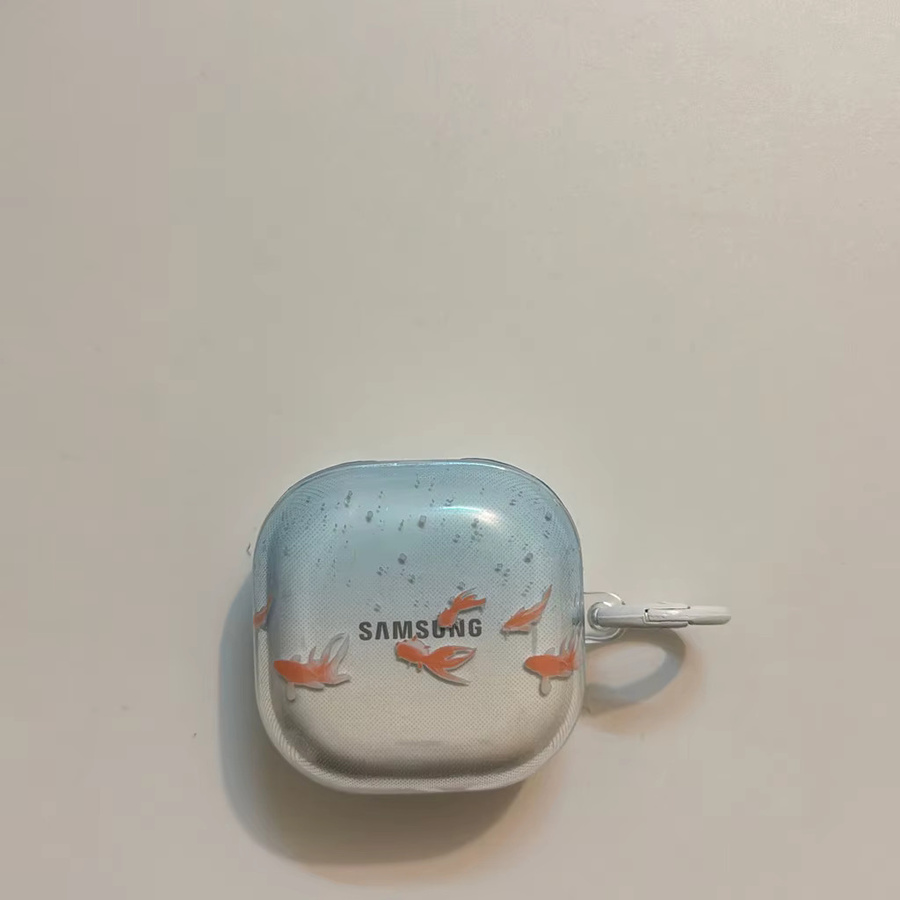 Transparente blaue Schutzhülle im Goldfisch-Sommer-Design mit Anhänger für Samsung Galaxy Buds4 Pro, Buds3 Pro, Buds2 Pro und Buds FE Live - Bild 5