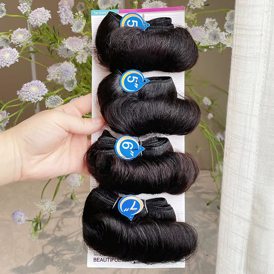 htonicca Indische Bouncy Lockige Bundles, 100 % Reines Menschenhaar, 4 Bundles - Bild 2