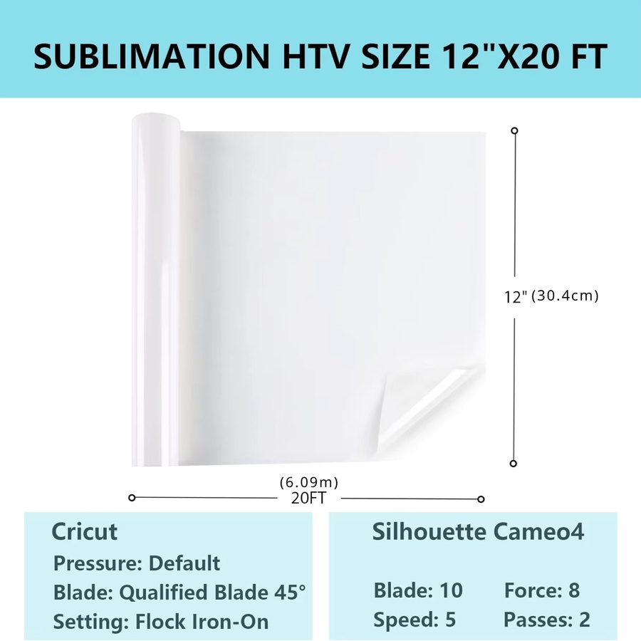 Sublimationsmatte aus Vinyl für dunkle Stoffe, Wärmeübertragungsfolie für Hemden, Taschen, Hüte und Kissen, Farbe: Weiß, Breite: 30,48 cm - Bild 3
