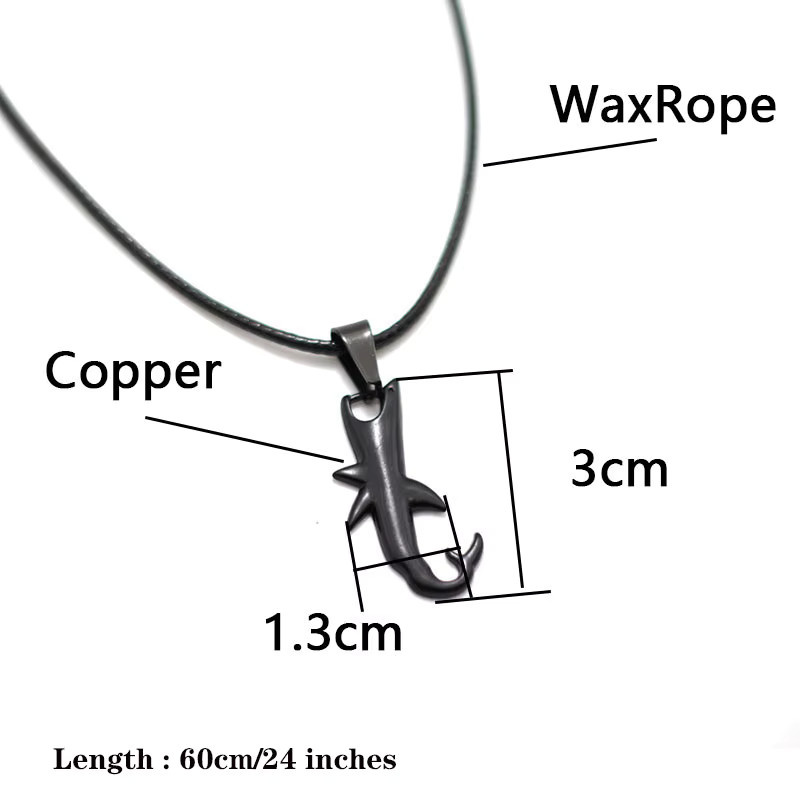 Noter Halskette Hai Anhänger, Silber, Schwarz, 60 cm, Unisex - Bild 3