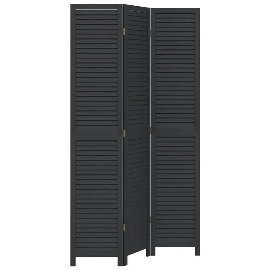 vidaXL 3-teiliger Paravent aus Paulownia-Massivholz in Schwarz, B/H: 200 x 110 cm - Bild 2