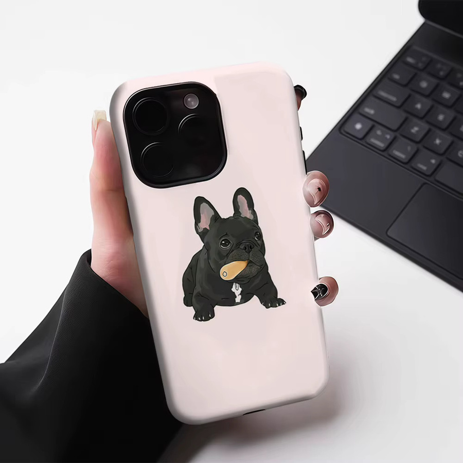 Robuste Handyhülle mit Französische Bulldogge Motiv für iPhone 13 bis iPhone 17 Pro Max Plus, Magnetisch, Pink, von Potdemiel - Bild 3