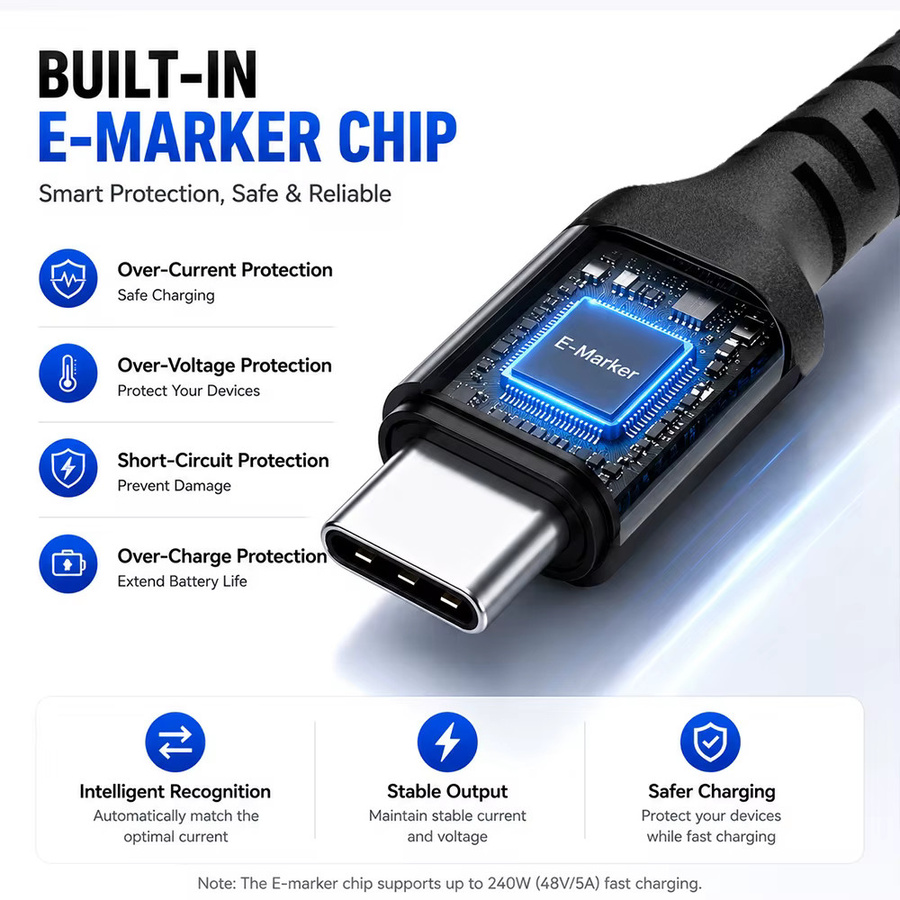 Parallel World USB-C zu USB-C Kabel PD 3.1 mit 240W Schnellladefunktion für MacBook, Laptop, iPad und iPhone 15/16/17 sowie Galaxy - Bild 2