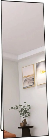 PXloue Standspiegel Rechteckiger Ganzkörperspiegel mit Metallrahmen in Schwarz, Höhe: 140 cm, Breite: 40 cm