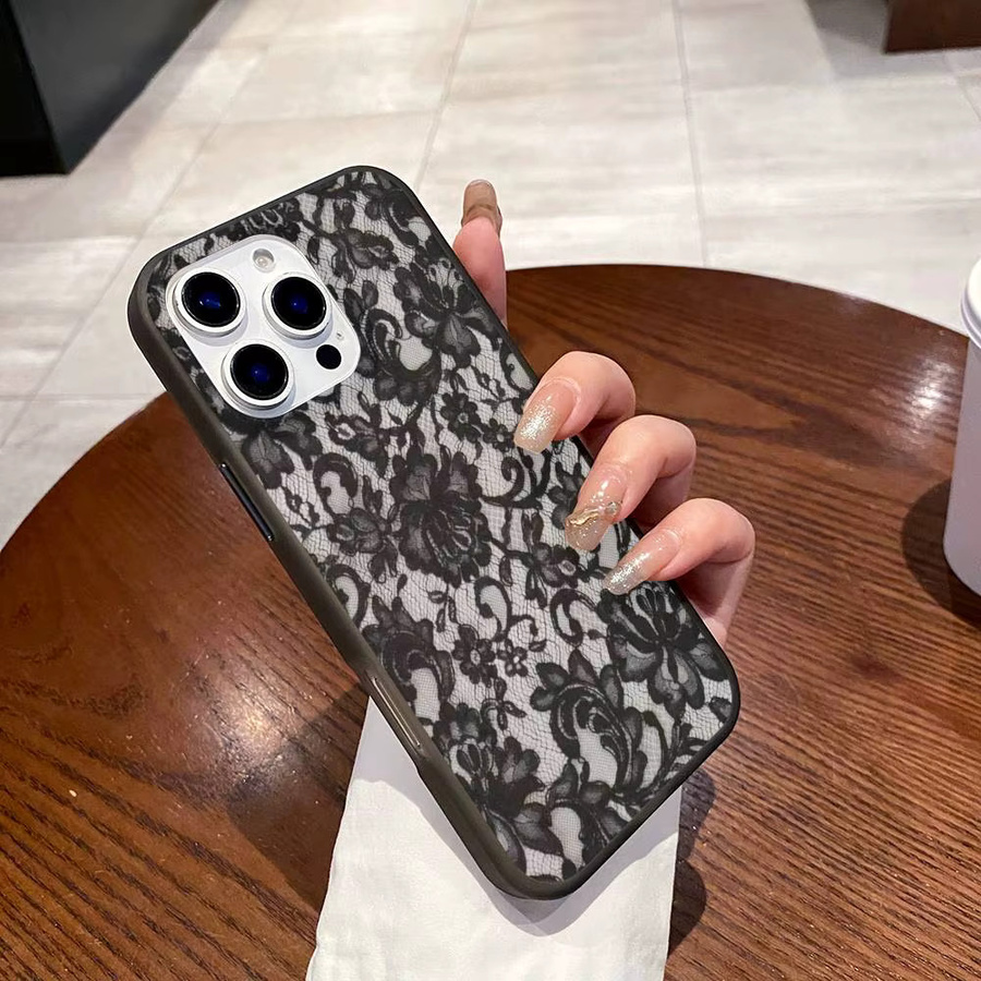 Potdemiel Handyhülle mit gewelltem Muster für iPhone 17 16 15 14 13 12 11 Pro Max Plus, matt und stoßfest, Schwarz - Bild 3