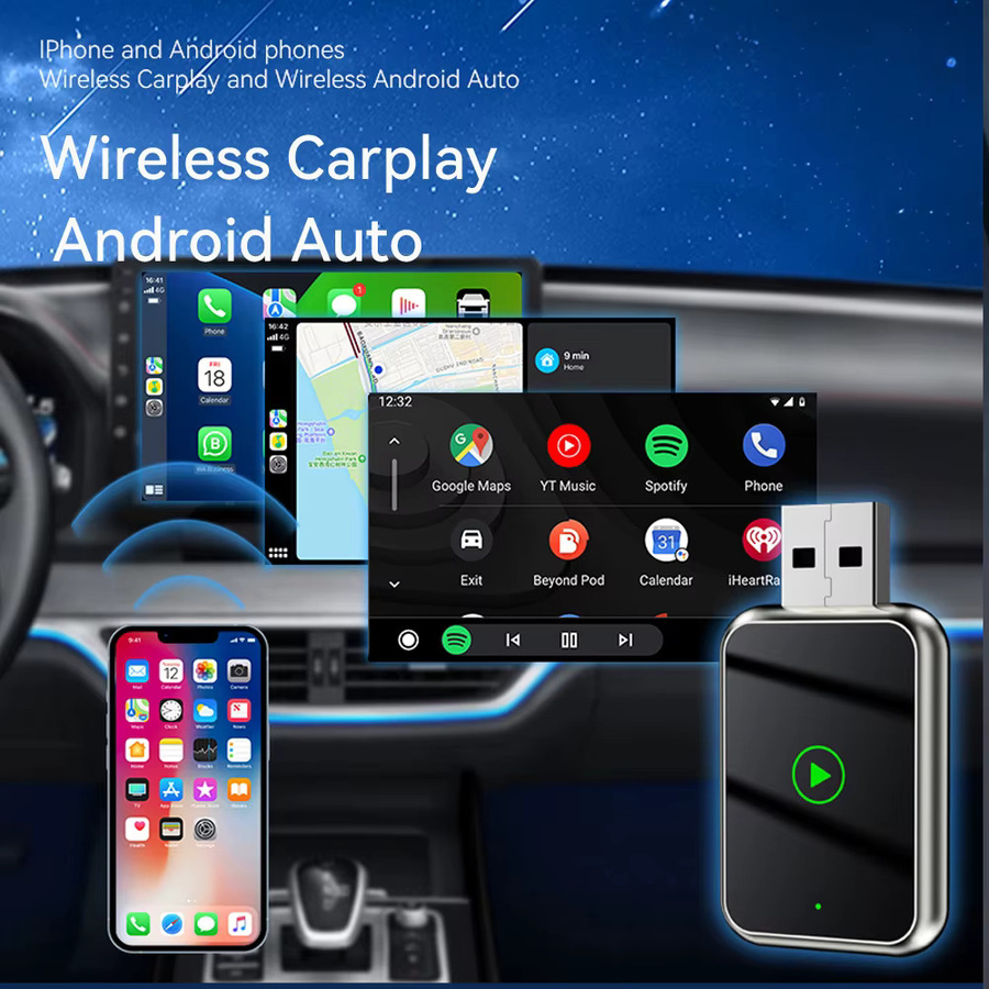 Jumunion Android Auto Dongle Plug&Play Adapter für kabelloses CarPlay mit Wi-Fi und Bluetooth 5.0 in Schwarz und Silber - Bild 2