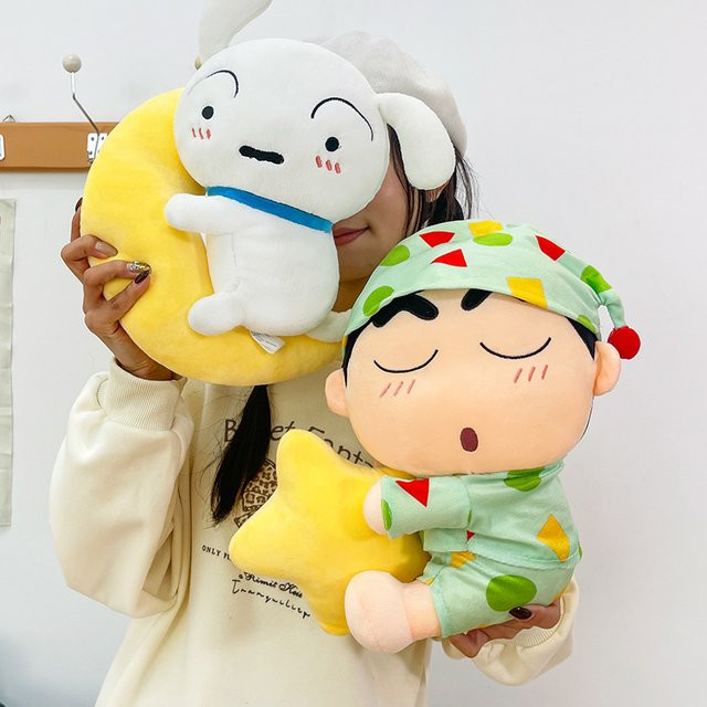 Bandai Crayon Shin-chan Shinnosuke Shiro Plüschpuppe, 30cm, Weiß, Bunt / Mehrfarbig - Bild 1